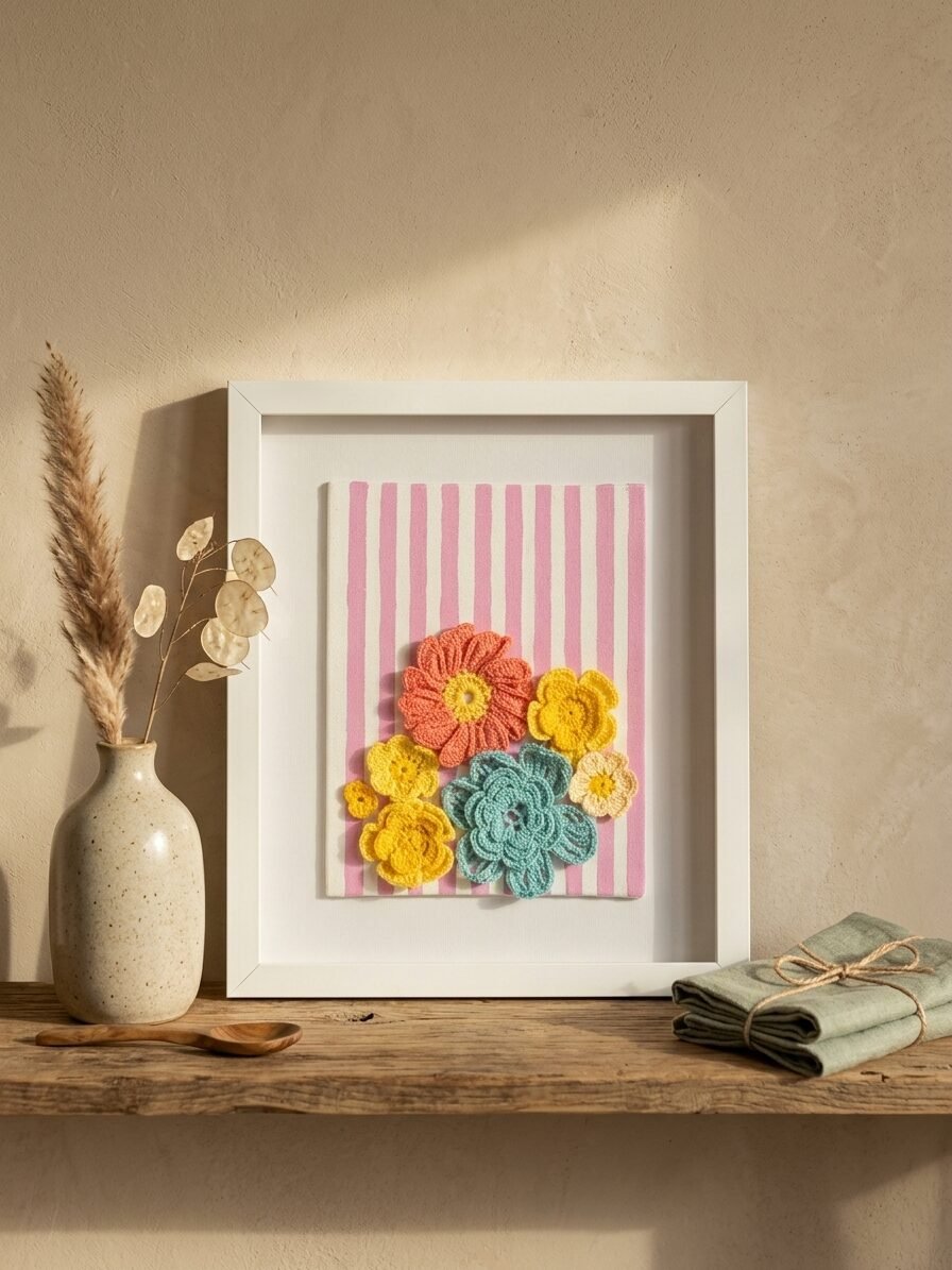 Threadbloom wall art with delicate floral textures and handcrafted details