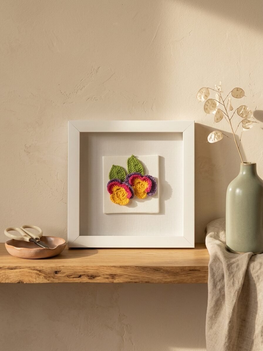 Twin Blossoms artwork featuring two blooming flowers, botanical elements, and artistic details