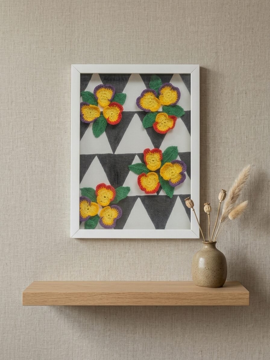 Handmade floral artwork showcasing multiple blooms with natural beauty