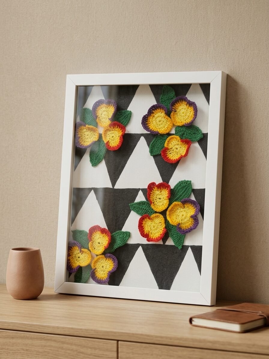Triflora - Handmade Floral Artwork with Three Bloom Details