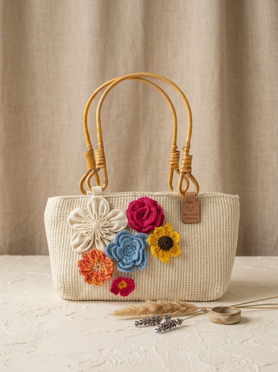 Threads of Spring Crochet Tote Bag by Lilium and Loft