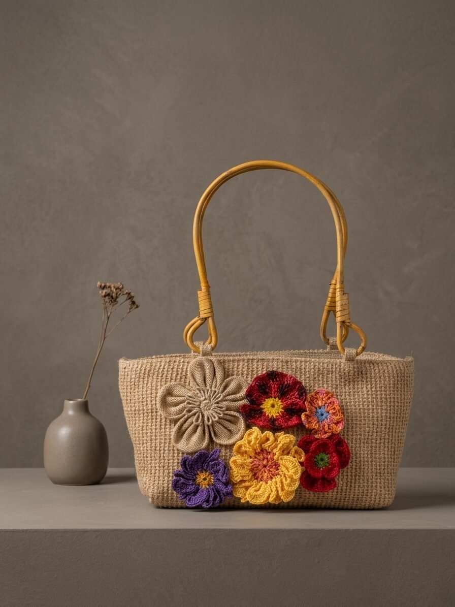 Handmade Threads of Spring handbag with beautiful floral artwork