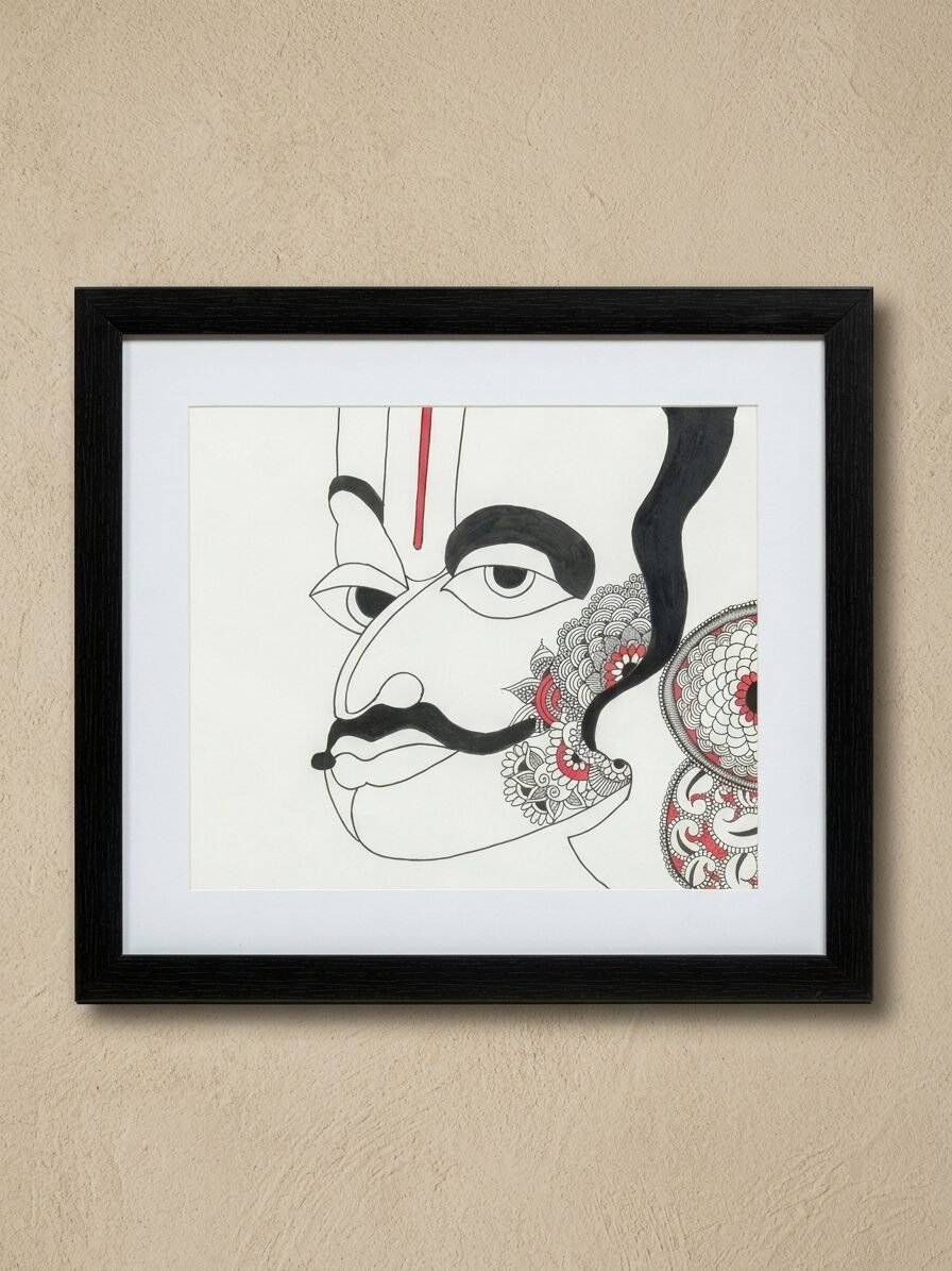 Traditional Indian artwork featuring bold patterns and meaningful elements