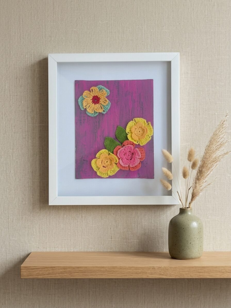 Handmade garden inspired artwork showcasing flowers, nature, and creative designs