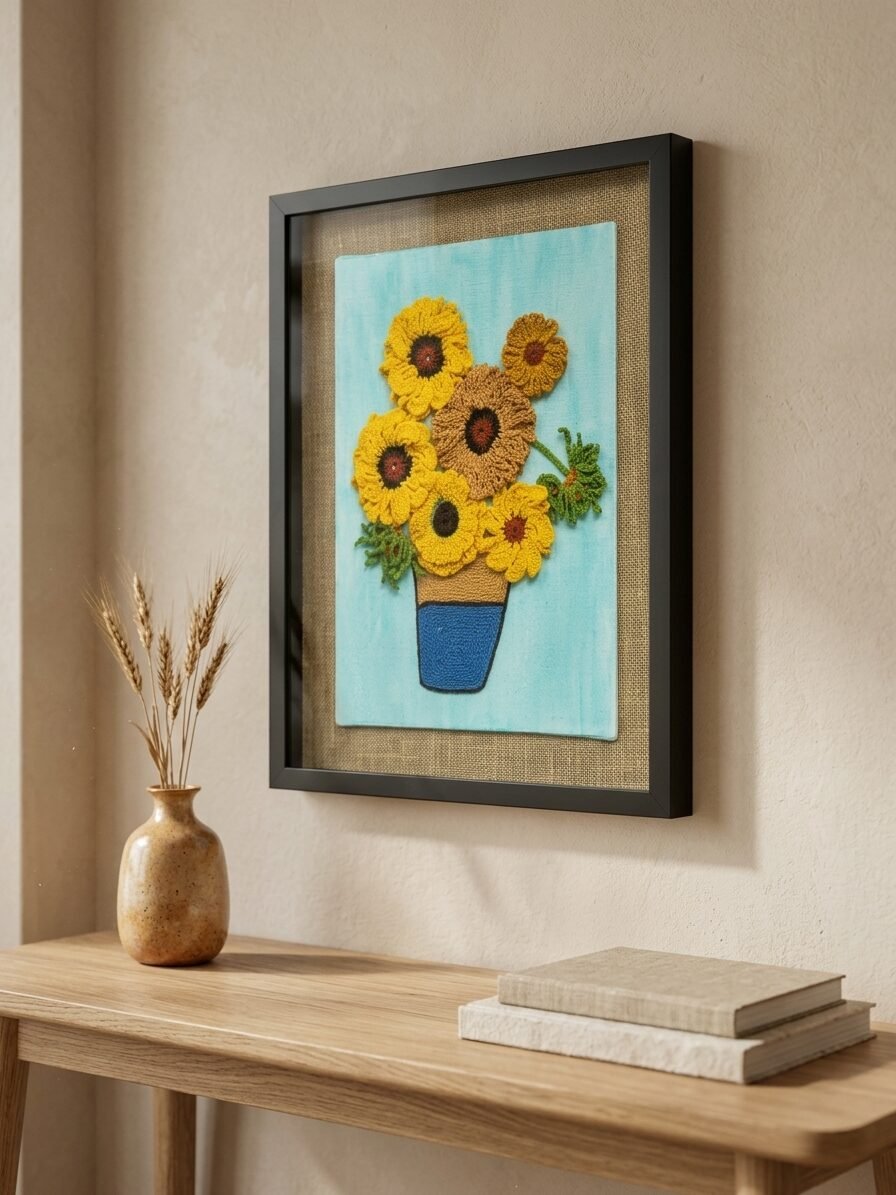 Creative sunflower illustration featuring bold petals and artistic brush inspired details