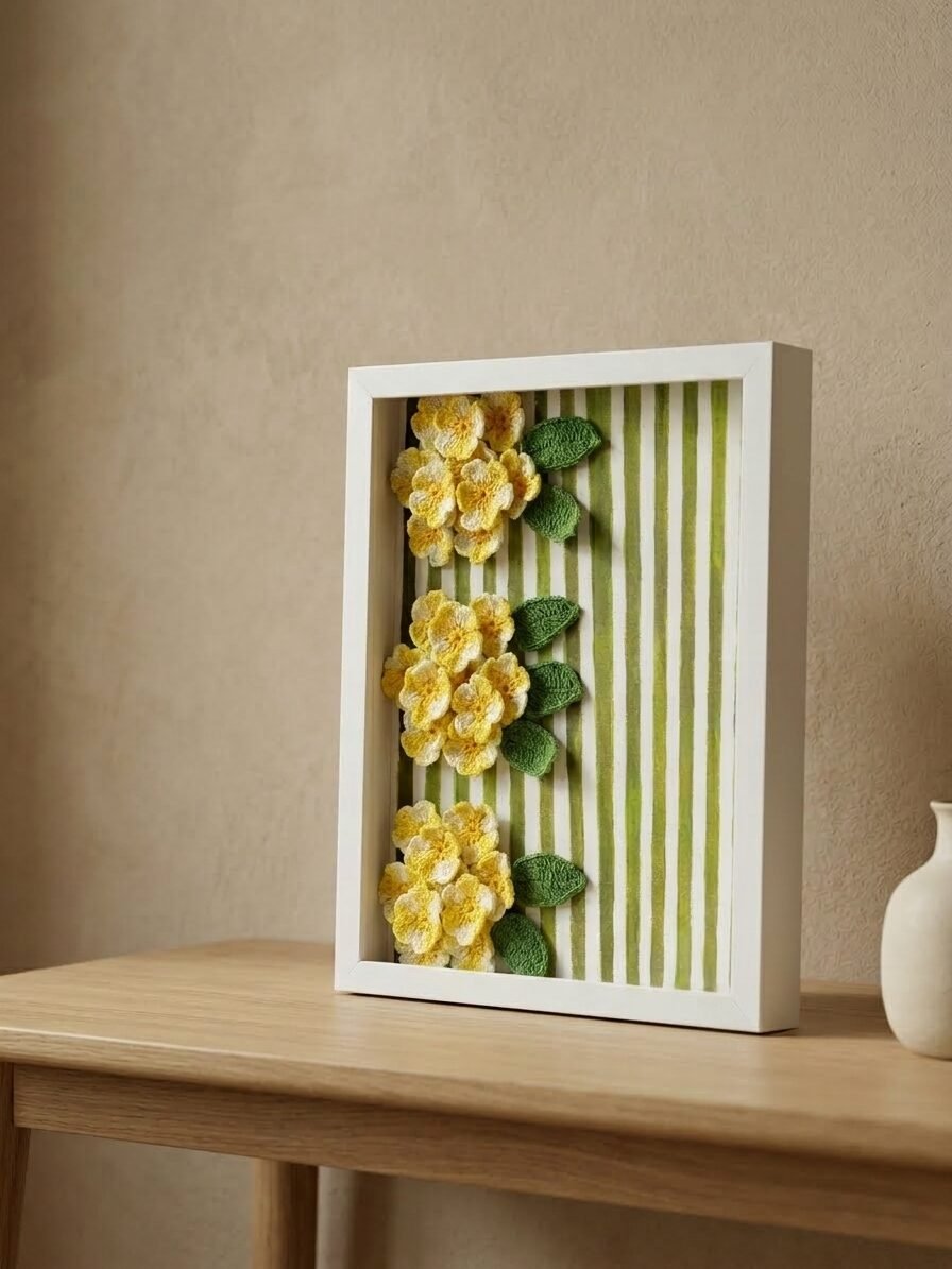 Botanical artwork with cheerful yellow flowers and elegant artistic expression