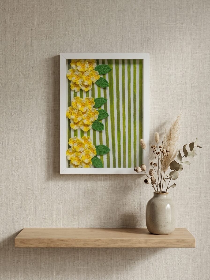 Yellow Bunches Wall Art with Elegant Floral Patterns